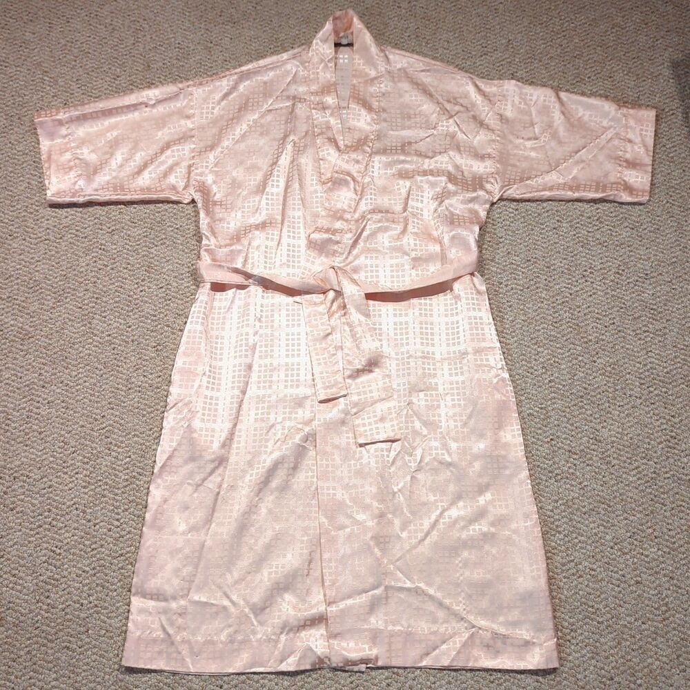 Vintage Christian Dior Satin Robe Pink Belted Dressing Gown Petite Neiman Marcus